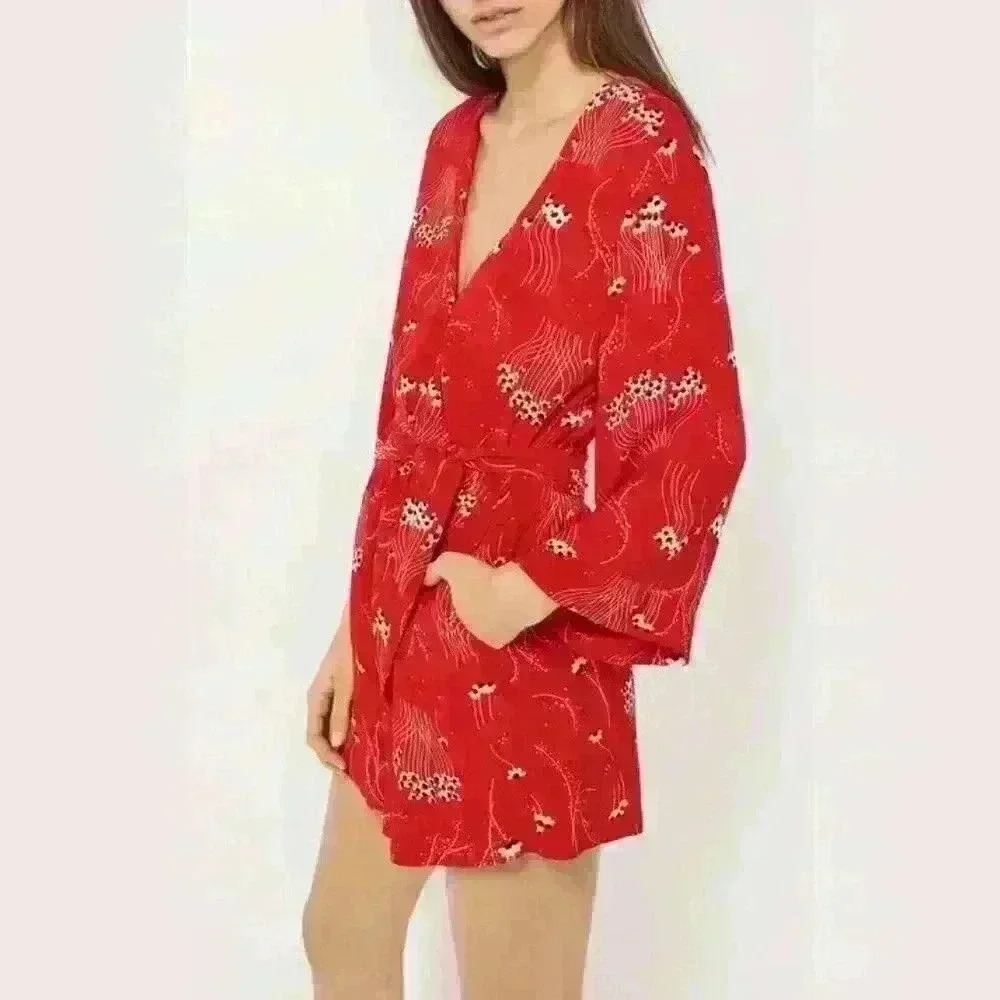 BA&SH Womens Khan Rogue Floral Rayon Wrap Jumpshort Revolve Romper Size US 4 XS - Picture 14 of 16